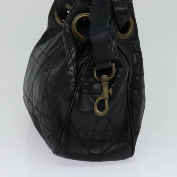 Christian Dior Canage Shoulder Bag Leather Black Gold Auth hk2058 - Picture 6 of 15